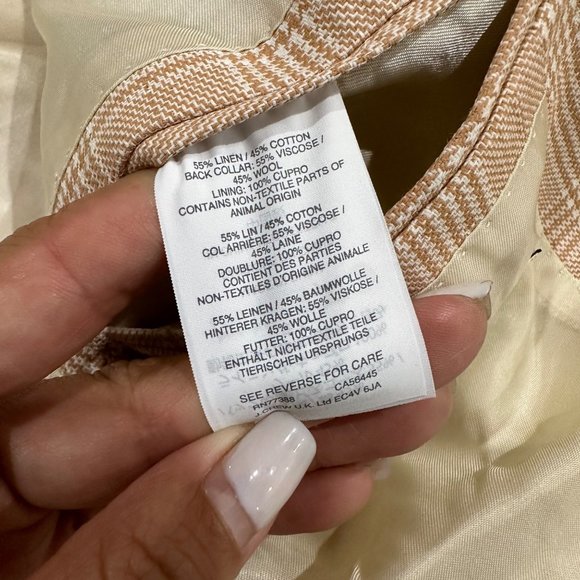 RARE NWT J.Crew Ludlow Tan Plaid Blazer Size Women Size 14 Linen Checkered Coat - Picture 12 of 14